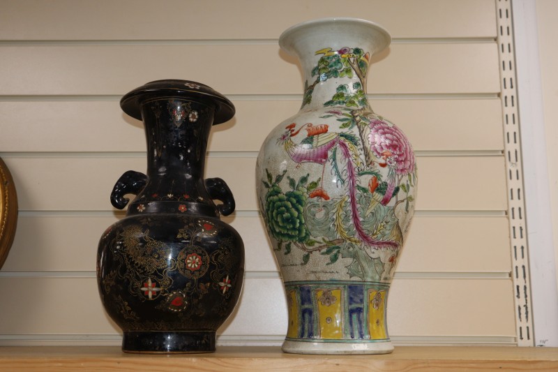 Two Chinese mid 20th century vases, tallest 41cm